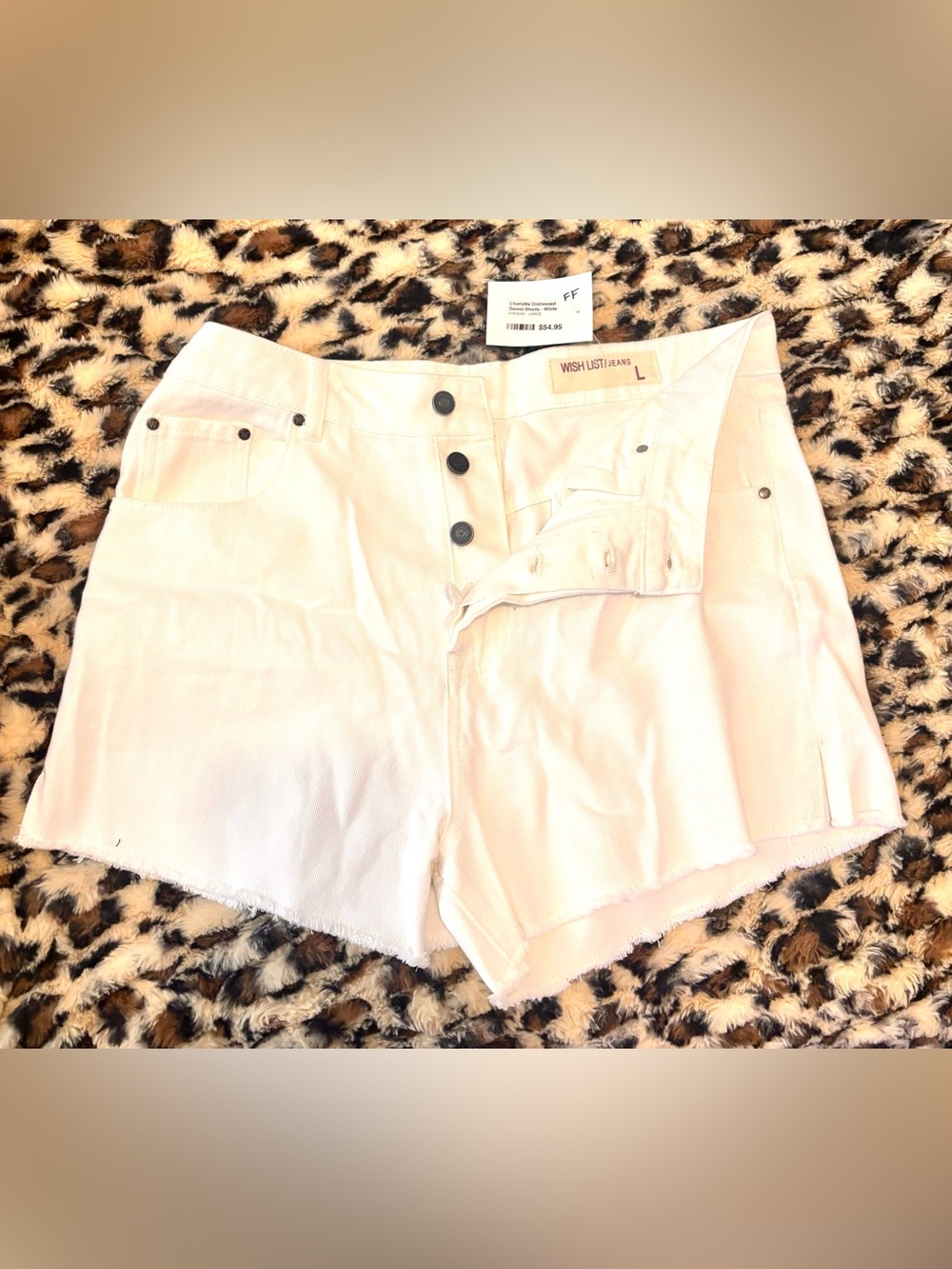Wish List White High-Rise Button-Front Women's Shorts Size L